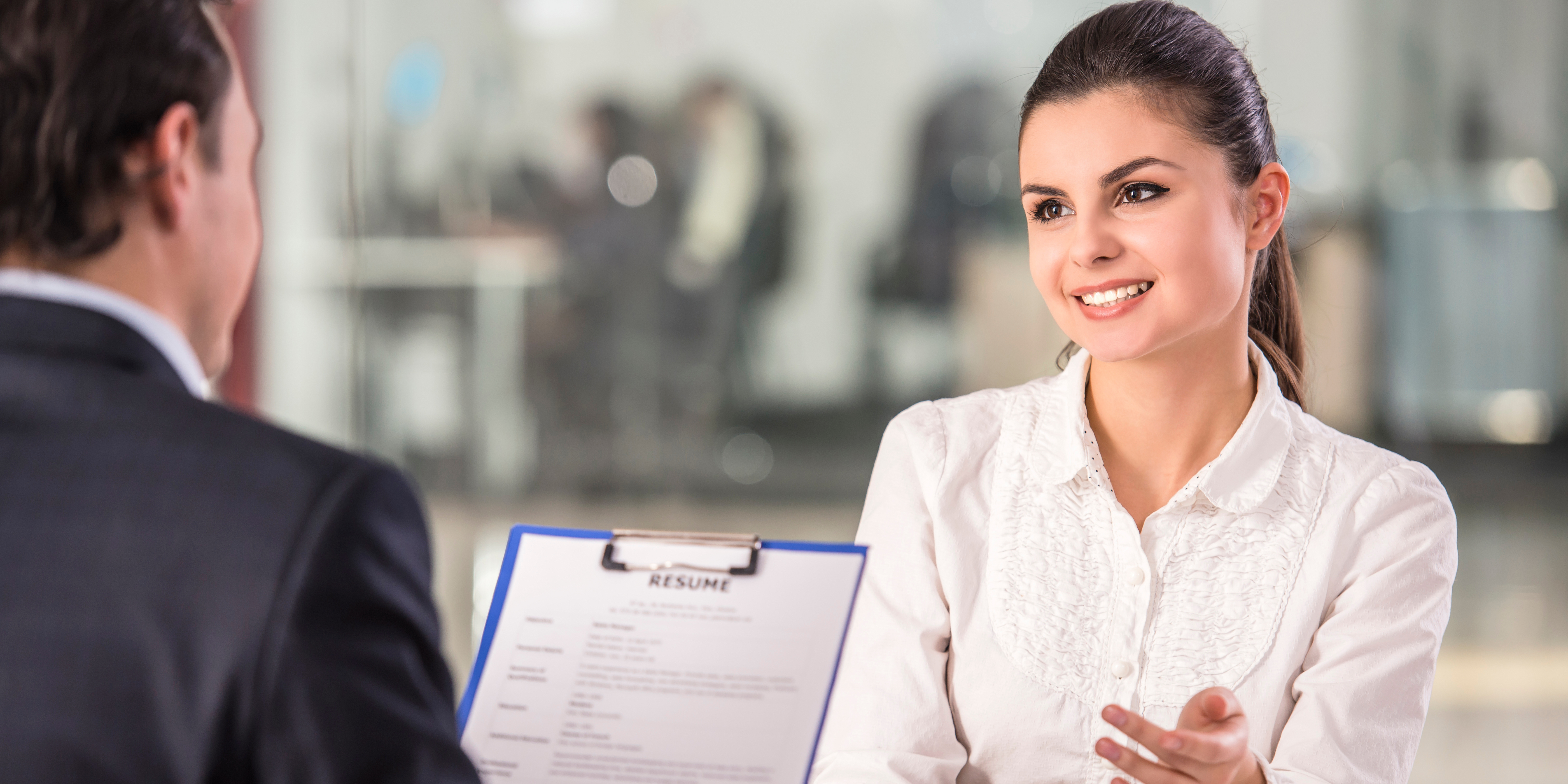 Student participating in mock interview